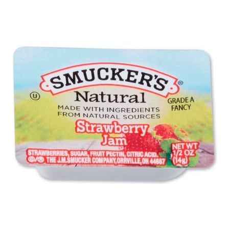 Smuckers Smucker's Natural Jam, 0.5 oz Container, Strawberry, 200/Carton SMU8201